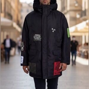 NWT $1534 McQ by alexander mcqueen mens Jucket Vortex Graphic Patched In…